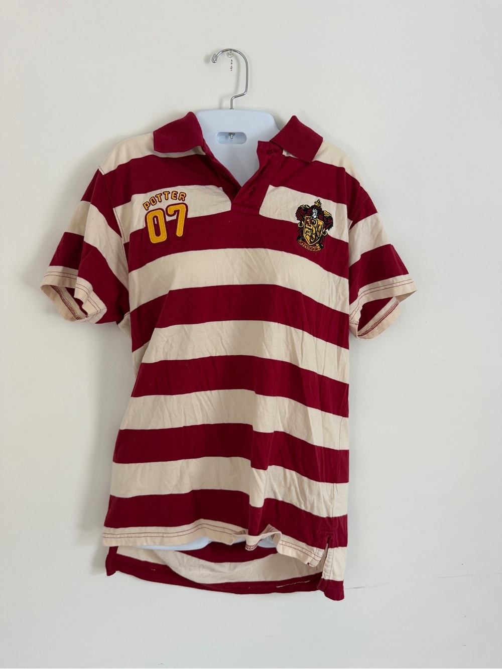 Harry Potter Gryffindor Quidditch Striped Rugby Polo